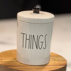 Rae Dunn “ Things “ White and Black Canister with Lid
